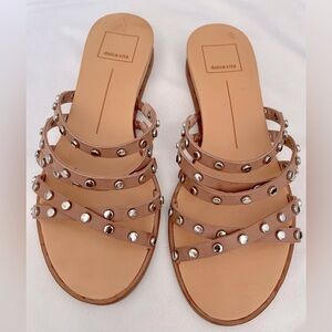 Dolce vita slides size 7 - matte nude leather with studs